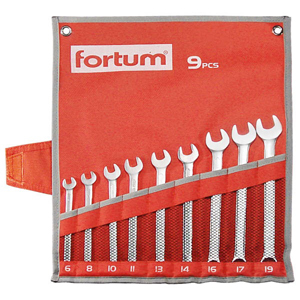 FORTUM csillag-villás kulcs klt. 9db, 6-19mm 61CrV5, mattkróm