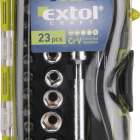 EXTOL Craft Racsnis BIT és dugókulcs készlet, irányváltós, mágneses, 23db-os